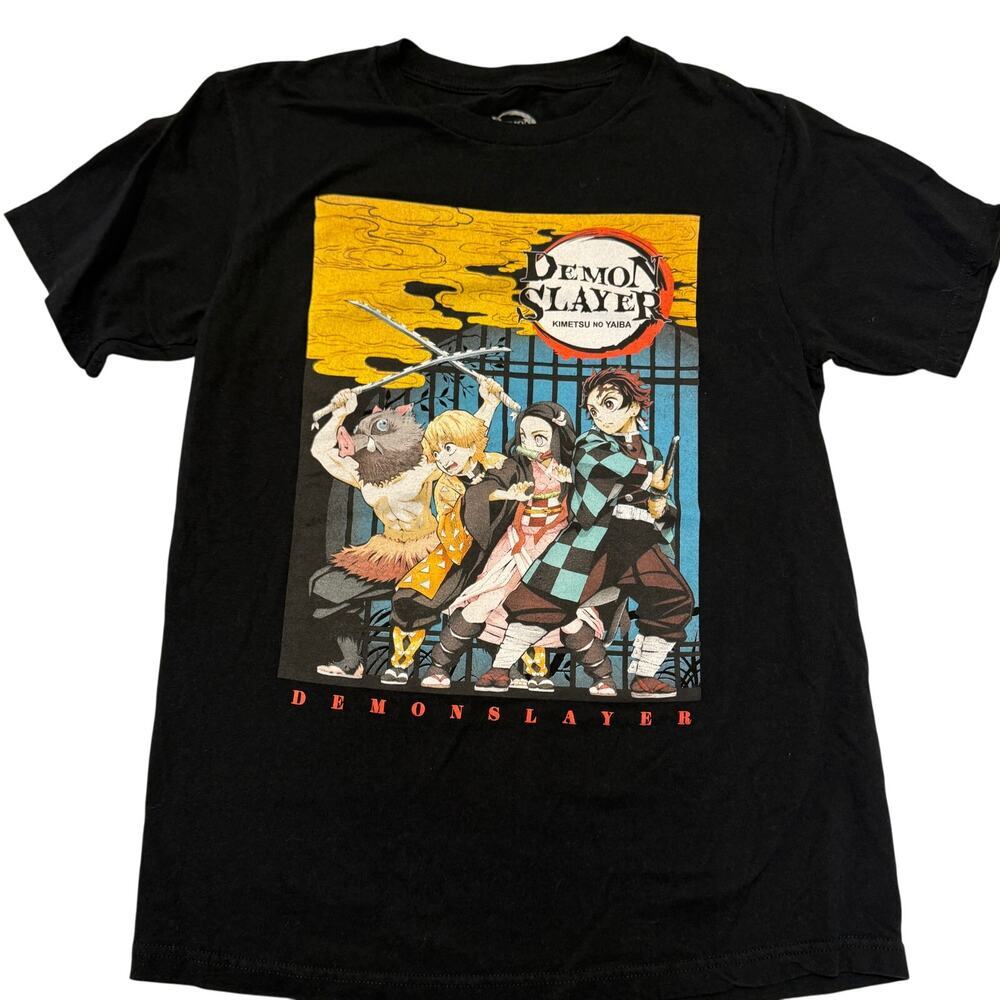 Demon Slayer TShirt Men's SM Black Tanjiro Nezuko Zenitsu Inosuke Japanese Anime